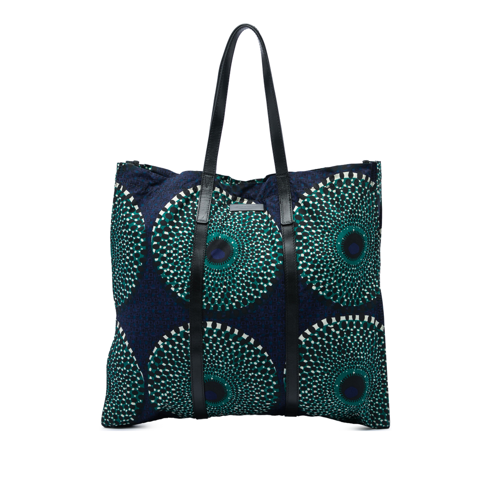Pre-Loved Burberry Leather Trimmed Prorsum Printed Nylon Tote